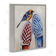 Karen Weber Fine Art | Oriole Bird on Vintage Checkered Sneakers
