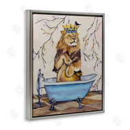Karen Weber Fine Art | Regal Lion in Blue Claw Bath