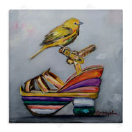 Karen Weber Fine Art | Multi-Color Shoe with Yellow Warbler