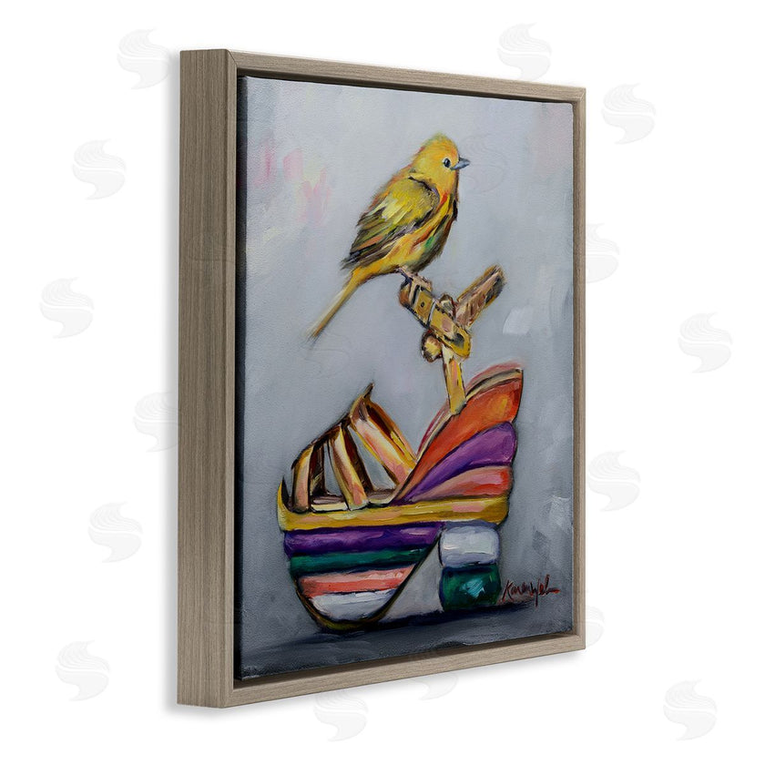 Karen Weber Fine Art | Multi-Color Shoe with Yellow Warbler