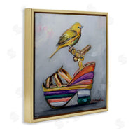 Karen Weber Fine Art | Multi-Color Shoe with Yellow Warbler