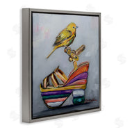 Karen Weber Fine Art | Multi-Color Shoe with Yellow Warbler