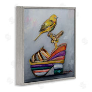 Karen Weber Fine Art | Multi-Color Shoe with Yellow Warbler