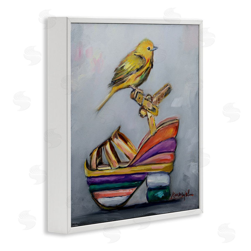 Karen Weber Fine Art | Multi-Color Shoe with Yellow Warbler