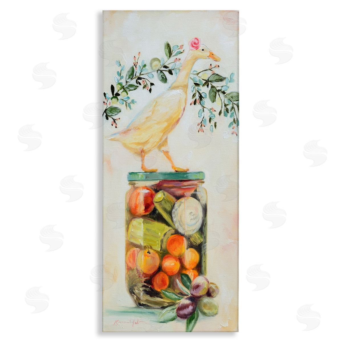 Charming Goose on Vegetable Jar Canvas Wall Art, Home Decor by Karen Weber Fine Art