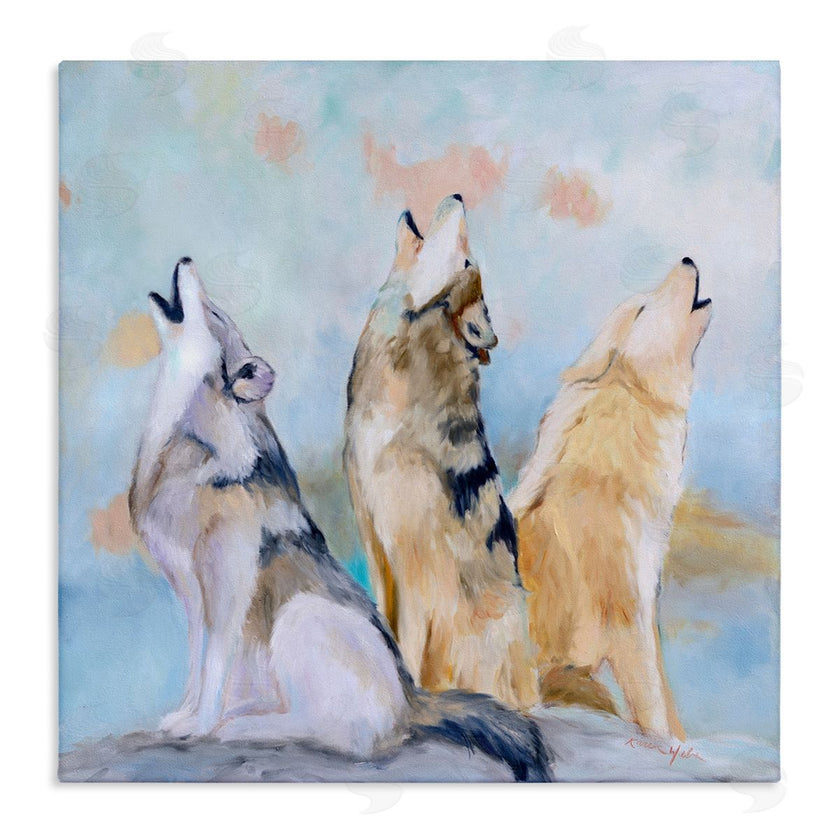Karen Weber Fine Art | Spring Wolves Howling Nature Scene
