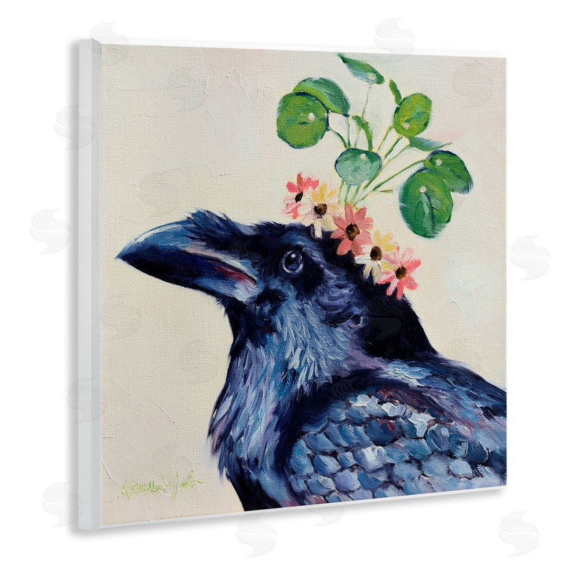 Karen Weber Fine Art | Black Crow with Floral Crown