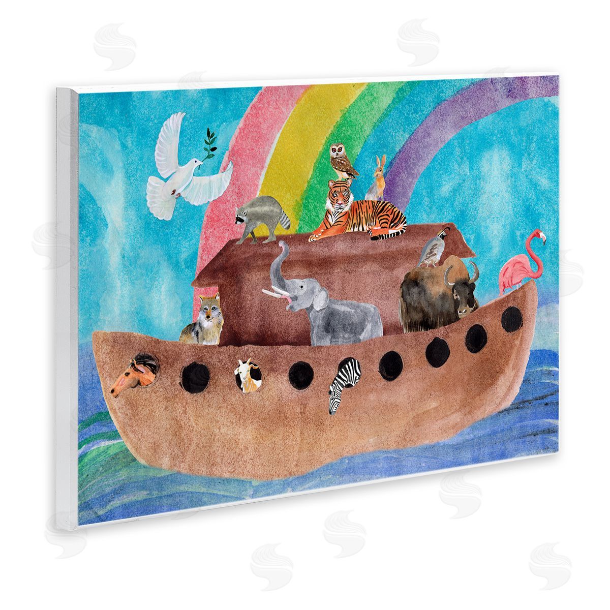 Alicia Ludwig Cute Animals Noah's Ark Rainbow Wall Plaque Art