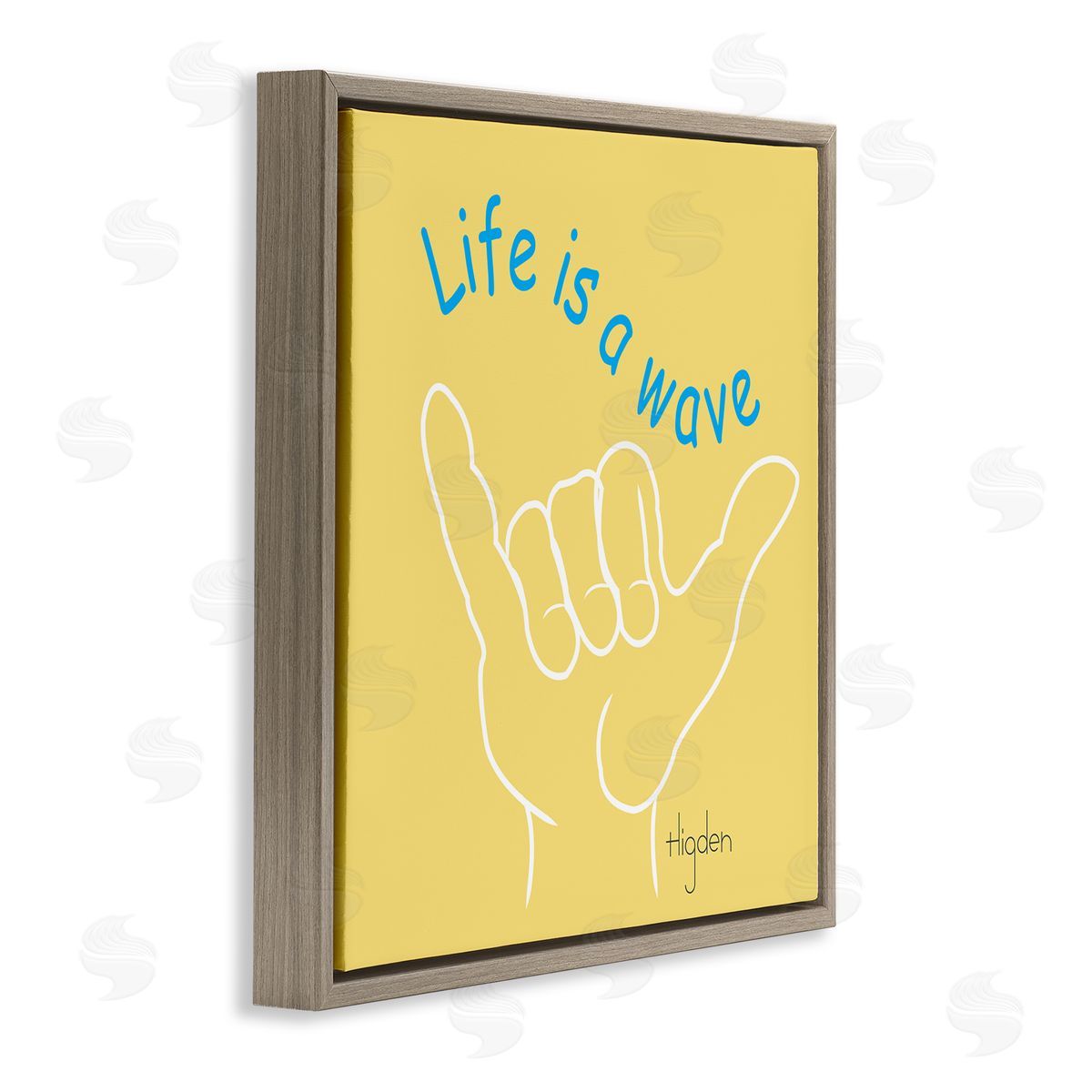 Mark Higden Life's a Wave Surf's Up Sign Brown Floater Frame Canvas Art