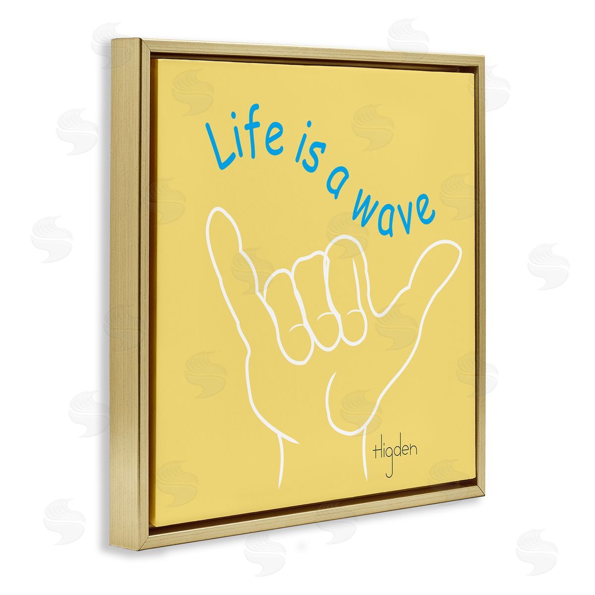 Mark Higden Life's a Wave Surf's Up Sign Gold Floater Frame Canvas Art