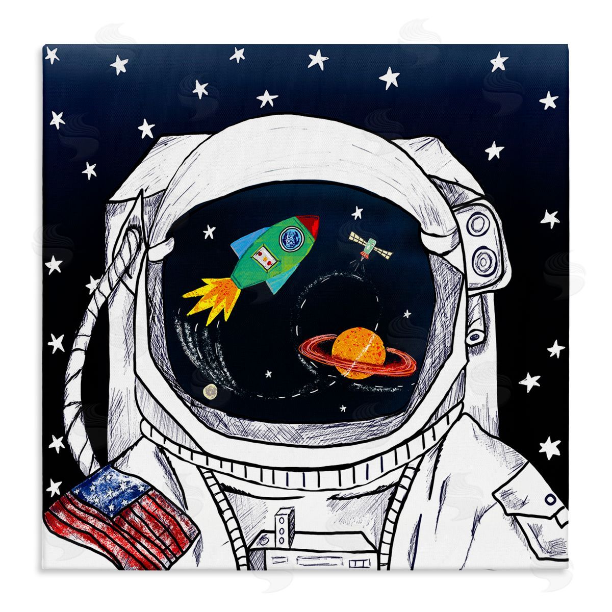 Astronaut Space Suit Galaxy Canvas Wall Art, Home Decor by Sangita Bachelet
