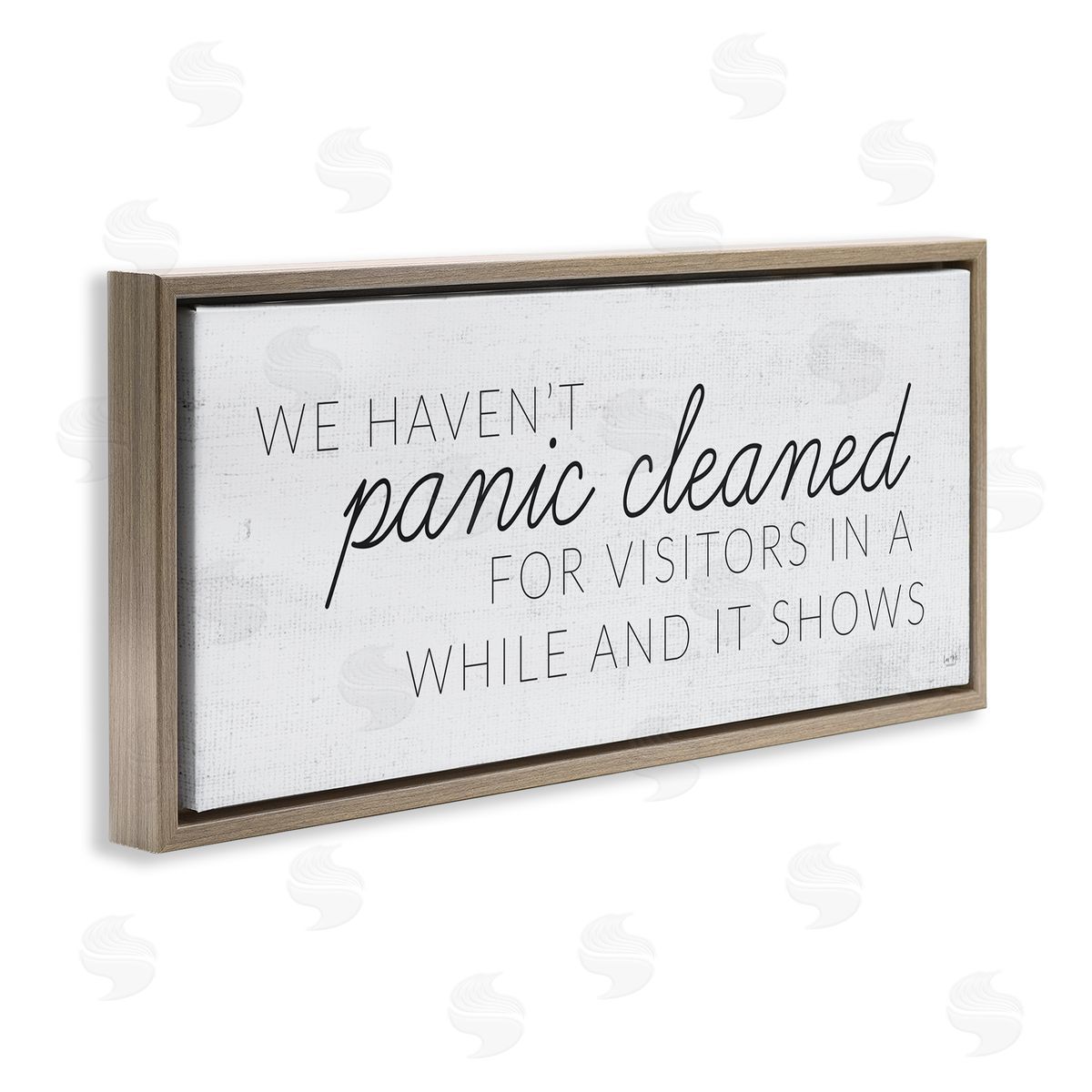 Lux + Me Designs Humorous Panic Clean Home Sign Brown Floater Frame Canvas Art