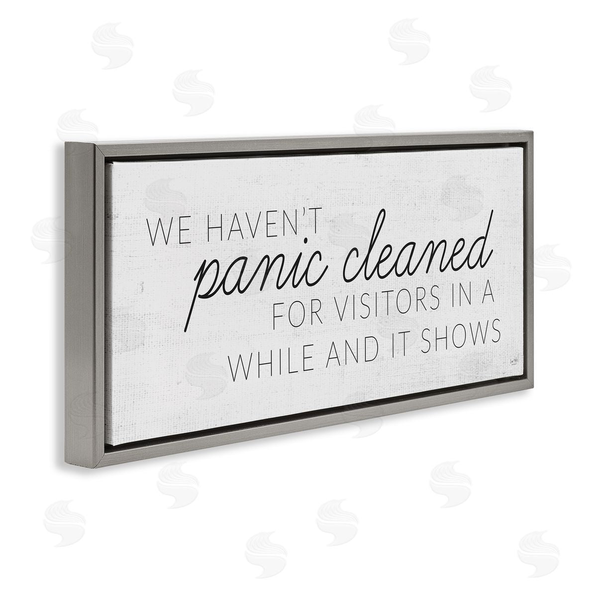 Lux + Me Designs Humorous Panic Clean Home Sign Gray Floater Frame Canvas Art