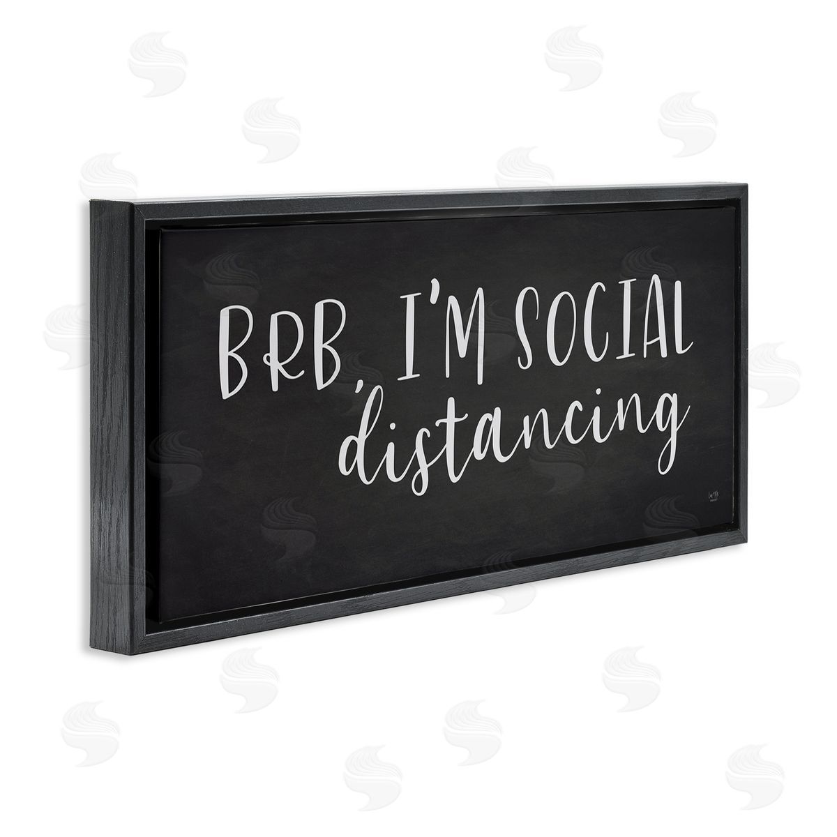Lux + Me Designs BRB Social Distancing Phrase Grey White Black Floater Frame Canvas Art