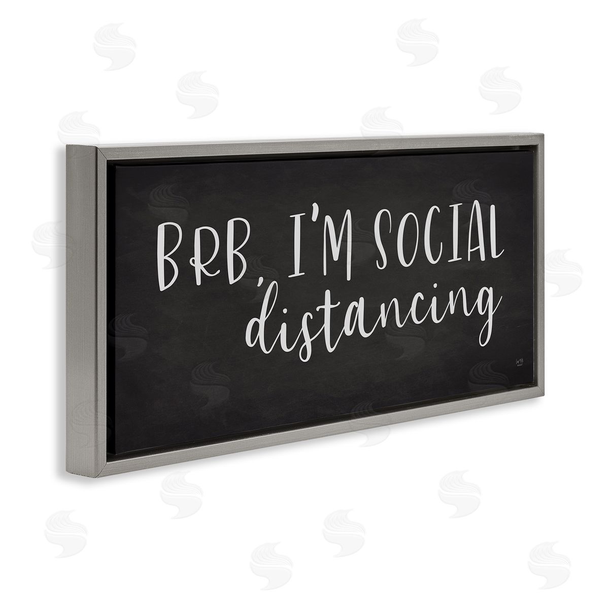Lux + Me Designs BRB Social Distancing Phrase Grey White Gray Floater Frame Canvas Art