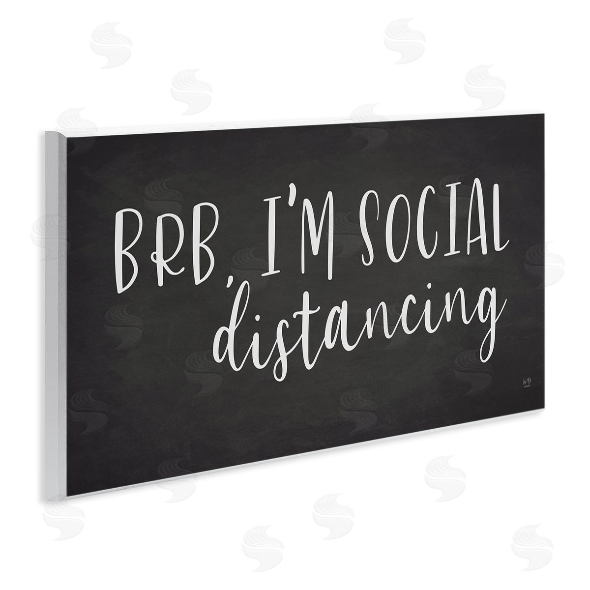 Lux + Me Designs BRB Social Distancing Phrase Grey White Wall Plaque Art