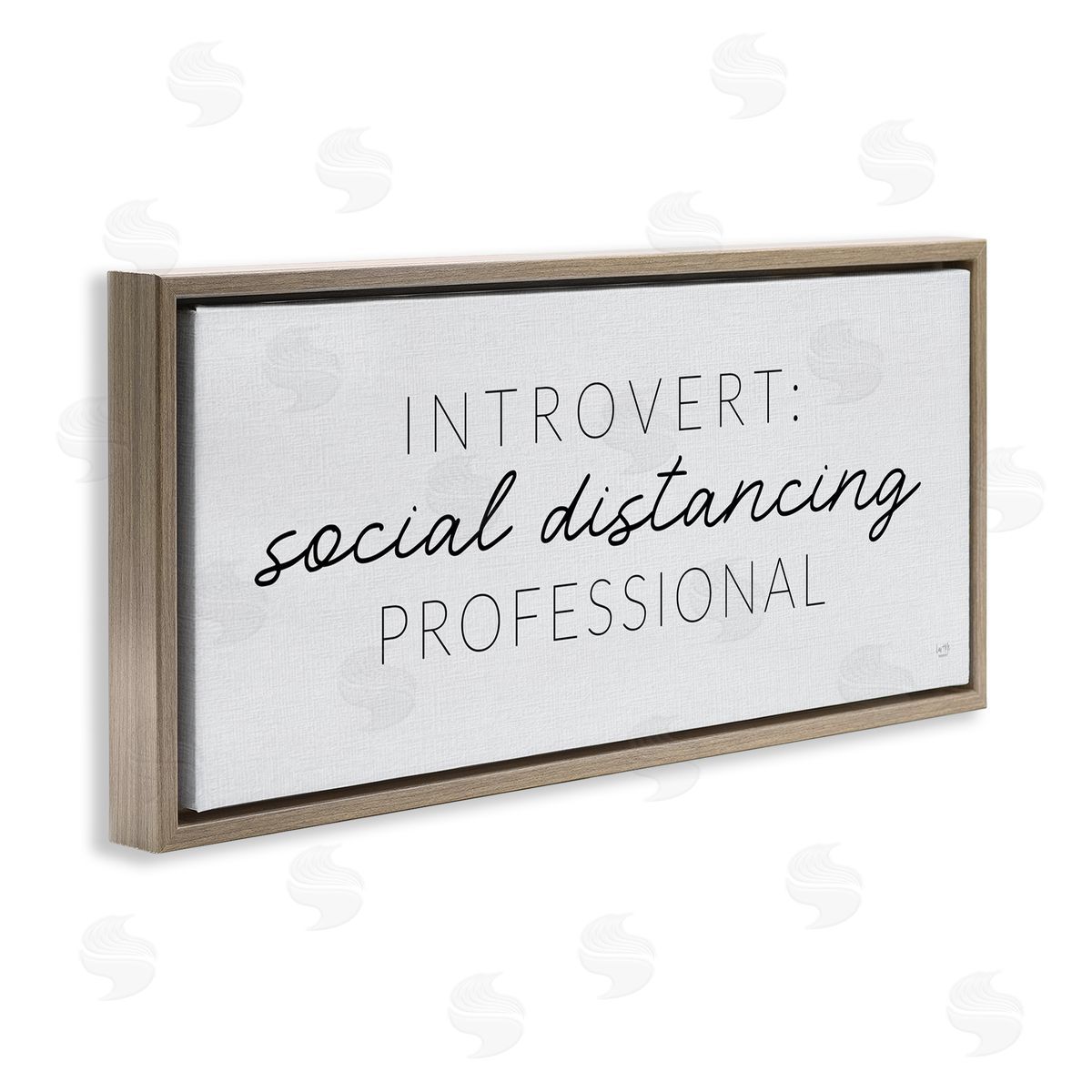 Lux + Me Designs Introvert Social Distancing Humor Minimal Brown Floater Frame Canvas Art