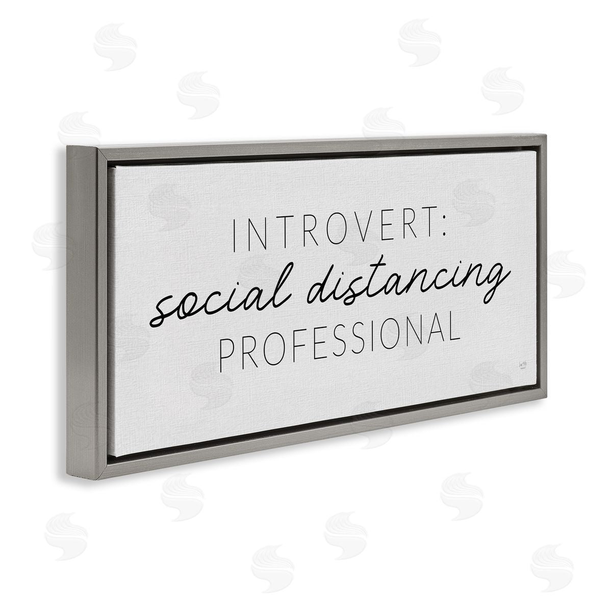 Lux + Me Designs Introvert Social Distancing Humor Minimal Gray Floater Frame Canvas Art