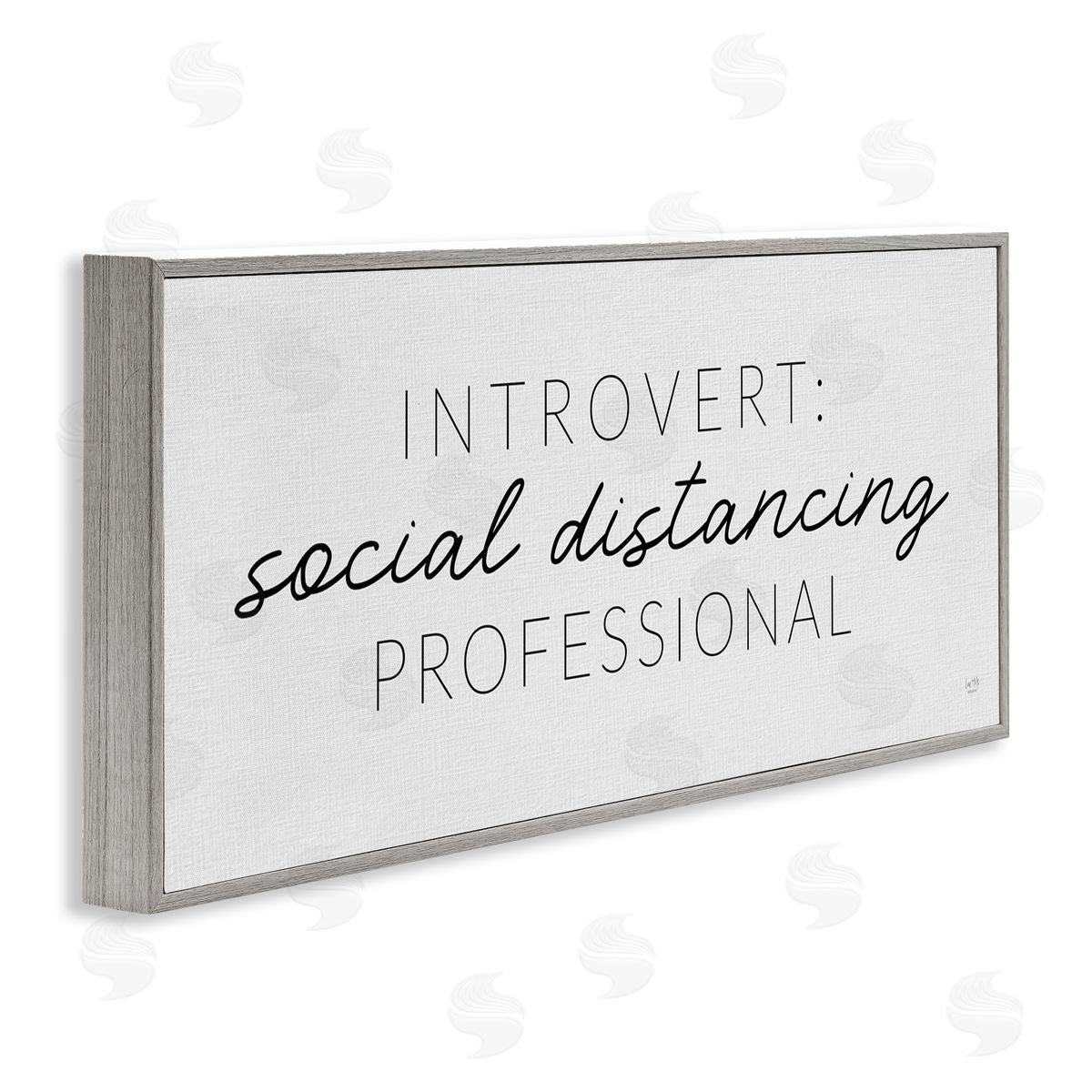 Lux + Me Designs Introvert Social Distancing Humor Minimal Gray Framed Giclee Wall Art
