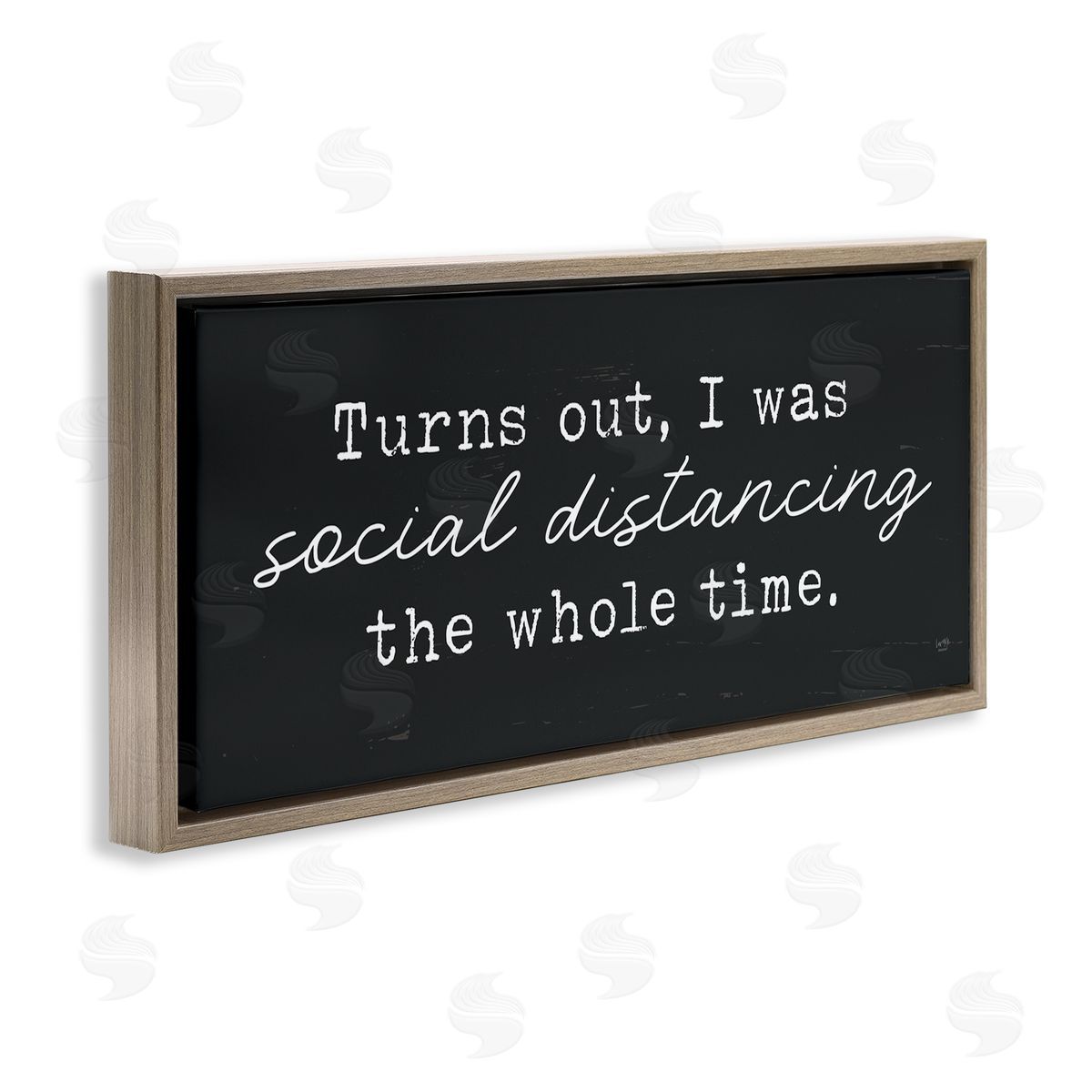 Lux + Me Designs I've Been Social Distancing Phrase Minimal Brown Floater Frame Canvas Art