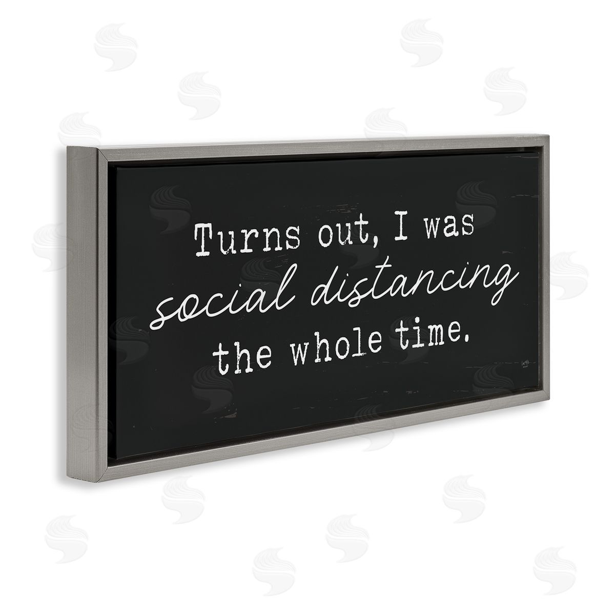 Lux + Me Designs I've Been Social Distancing Phrase Minimal Gray Floater Frame Canvas Art