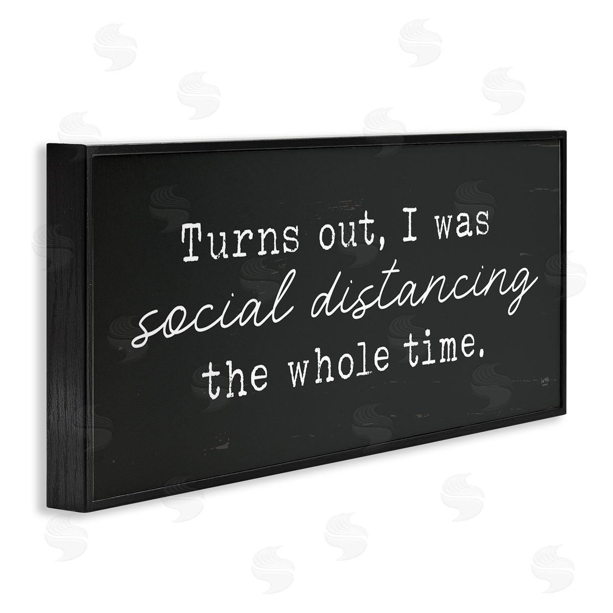Lux + Me Designs I've Been Social Distancing Phrase Minimal Black Framed Giclee Wall Art