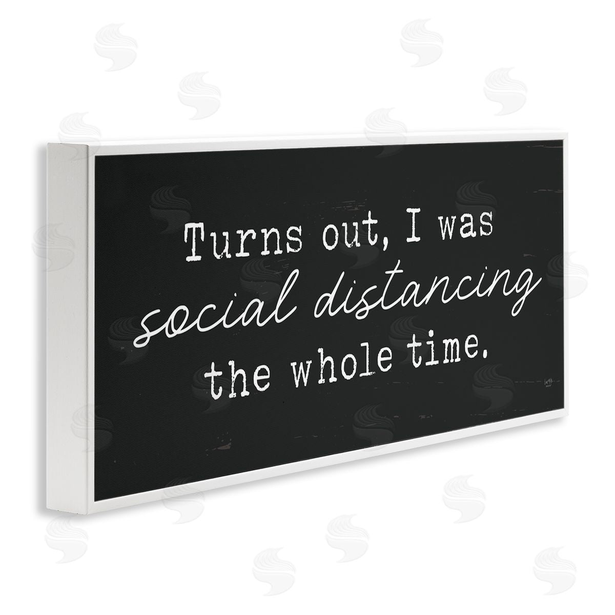 Lux + Me Designs I've Been Social Distancing Phrase Minimal White Framed Giclee Wall Art