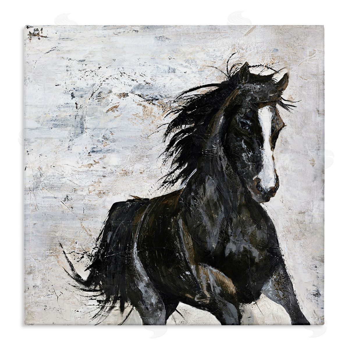 Wild Black Horse Galloping Canvas Wall Art, Home Decor by Design Fabrikken