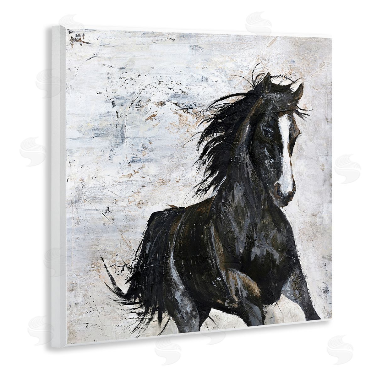 Wild Black Horse Galloping Wood Plaque Wall Art, Home Decor by Design Fabrikken