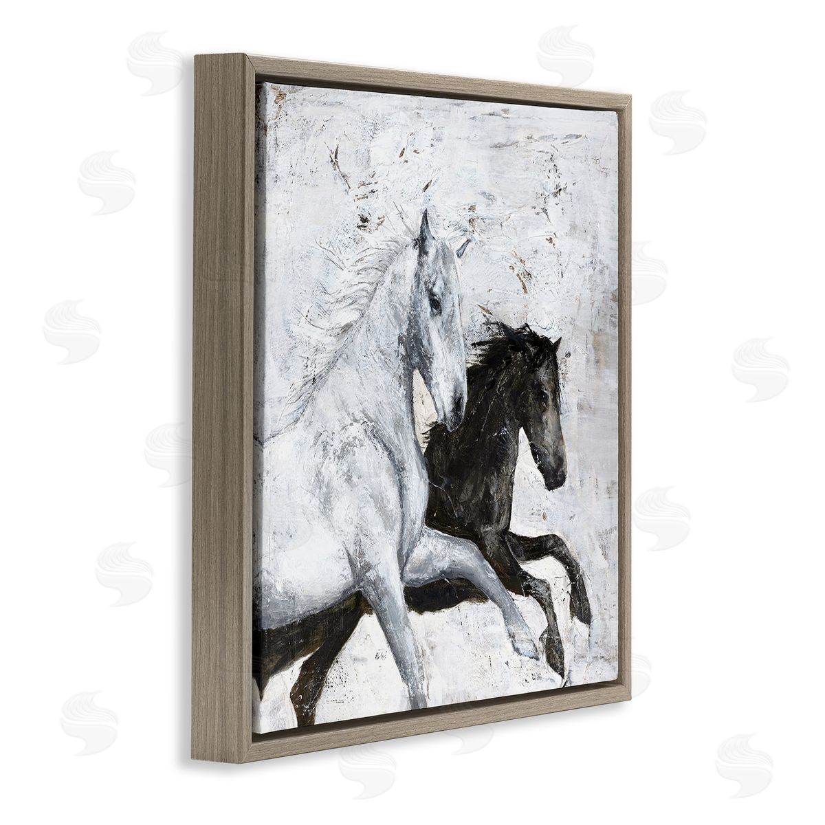 Wild Horses Racing Abstraction Brown Floating Frame Canvas Wall Art, Home Decor by Design Fabrikken