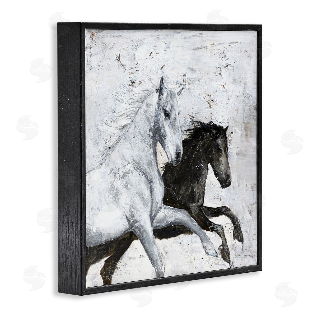 Wild Horses Racing Abstraction Black Frame Print Wall Art, Home Decor by Design Fabrikken