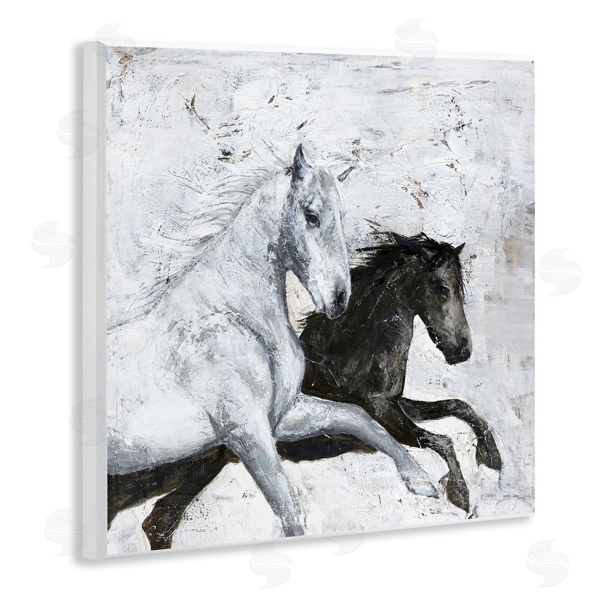 Wild Horses Racing Abstraction Wood Plaque Wall Art, Home Decor by Design Fabrikken