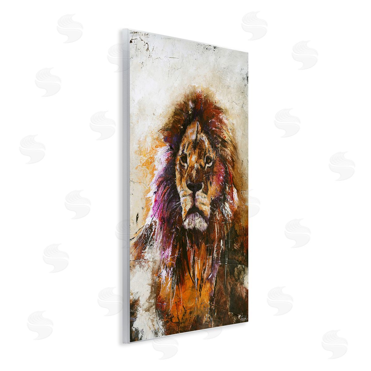 Design Fabrikken Abstract Lion's Mane over Distressed Brown Wall Plaque Art