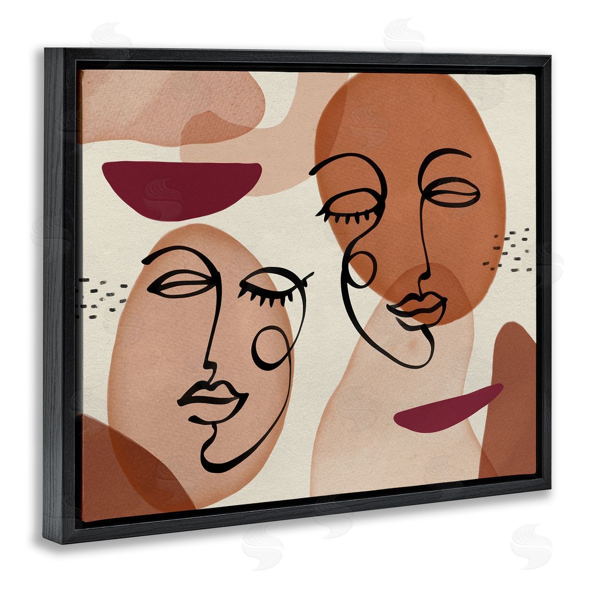 Ziwei Li Abstract Facial Features Circular Shapes Black Floater Frame Canvas Art
