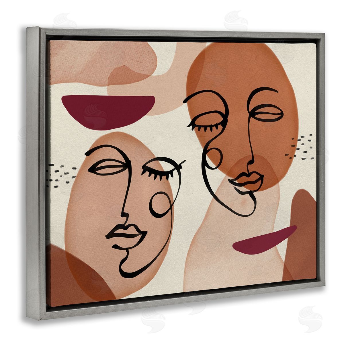 Ziwei Li Abstract Facial Features Circular Shapes Gray Floater Frame Canvas Art