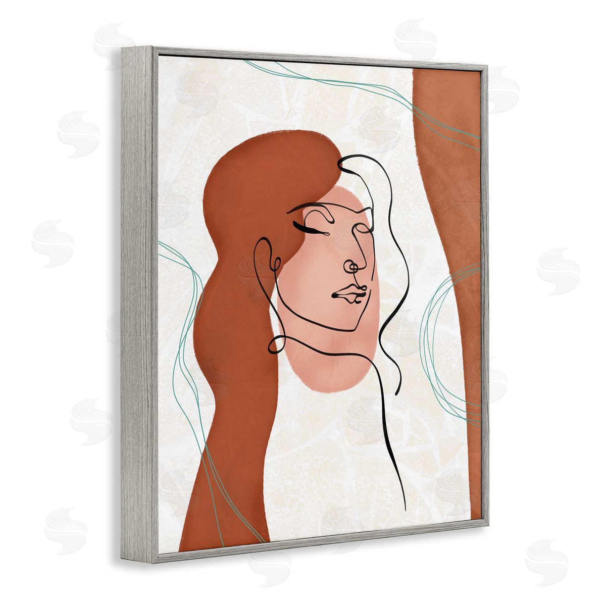 Ziwei Li Organic Female Portrait Abstract Linework Gray Framed Giclee Wall Art