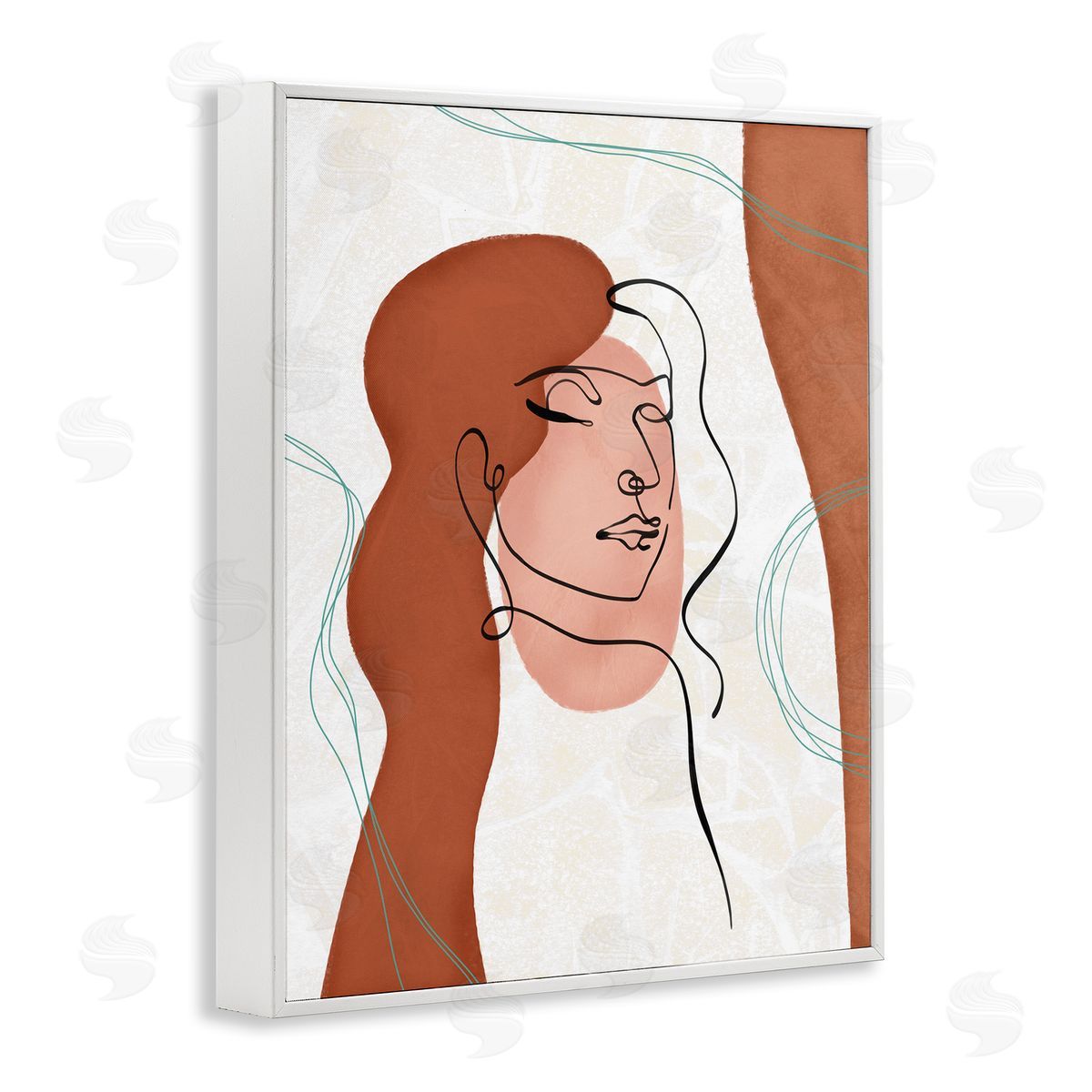 Ziwei Li Organic Female Portrait Abstract Linework White Framed Giclee Wall Art