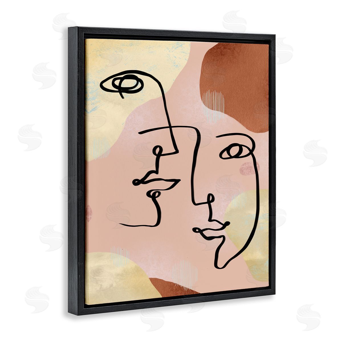 Ziwei Li Mixed Faces Abstract Linework Portrait Black Floater Frame Canvas Art