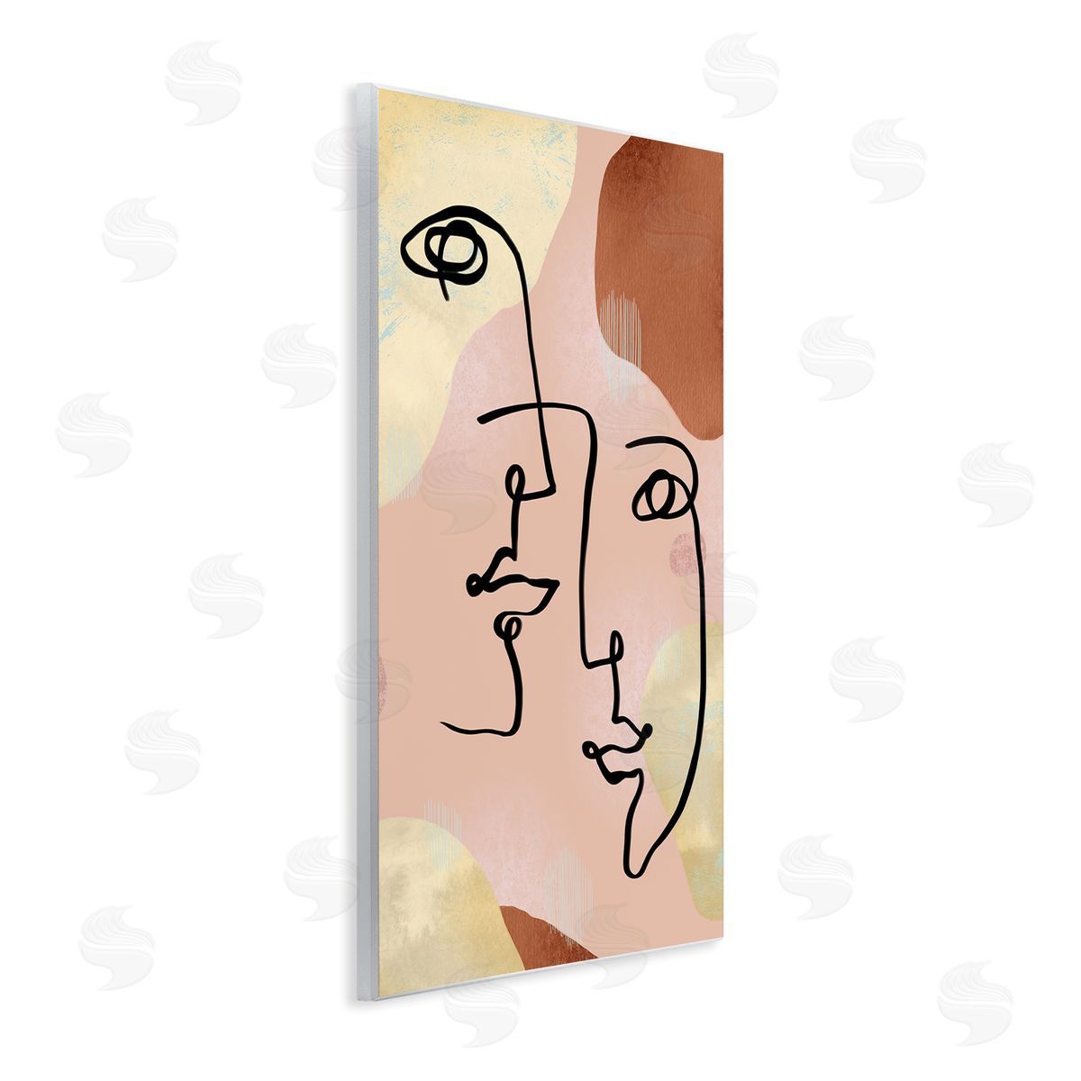 Ziwei Li Mixed Faces Abstract Linework Portrait Wall Plaque Art