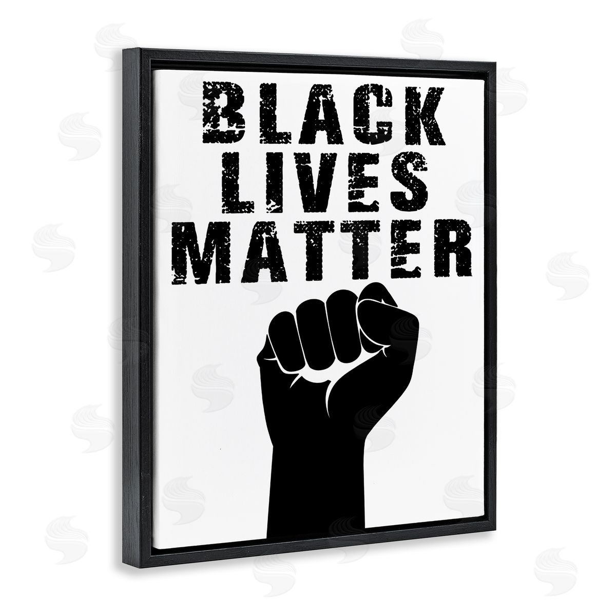 Marcus Prime Black Lives Matter Typography Raised Fist Black Floater Frame Canvas Art