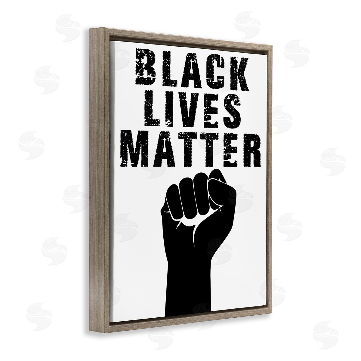 Marcus Prime Black Lives Matter Typography Raised Fist Brown Floater Frame Canvas Art