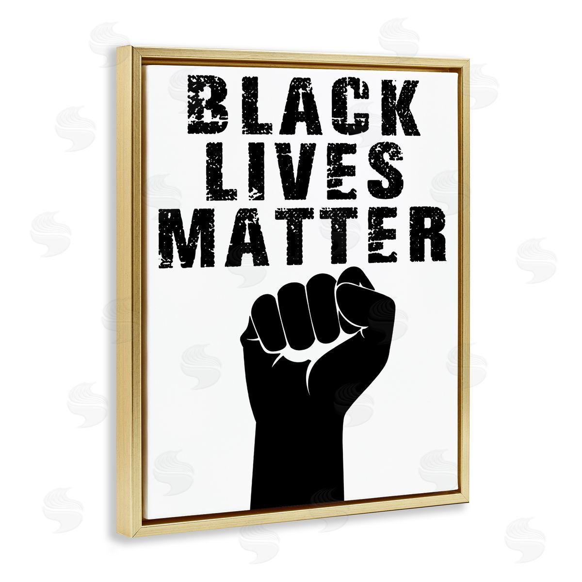 Marcus Prime Black Lives Matter Typography Raised Fist Gold Floater Frame Canvas Art