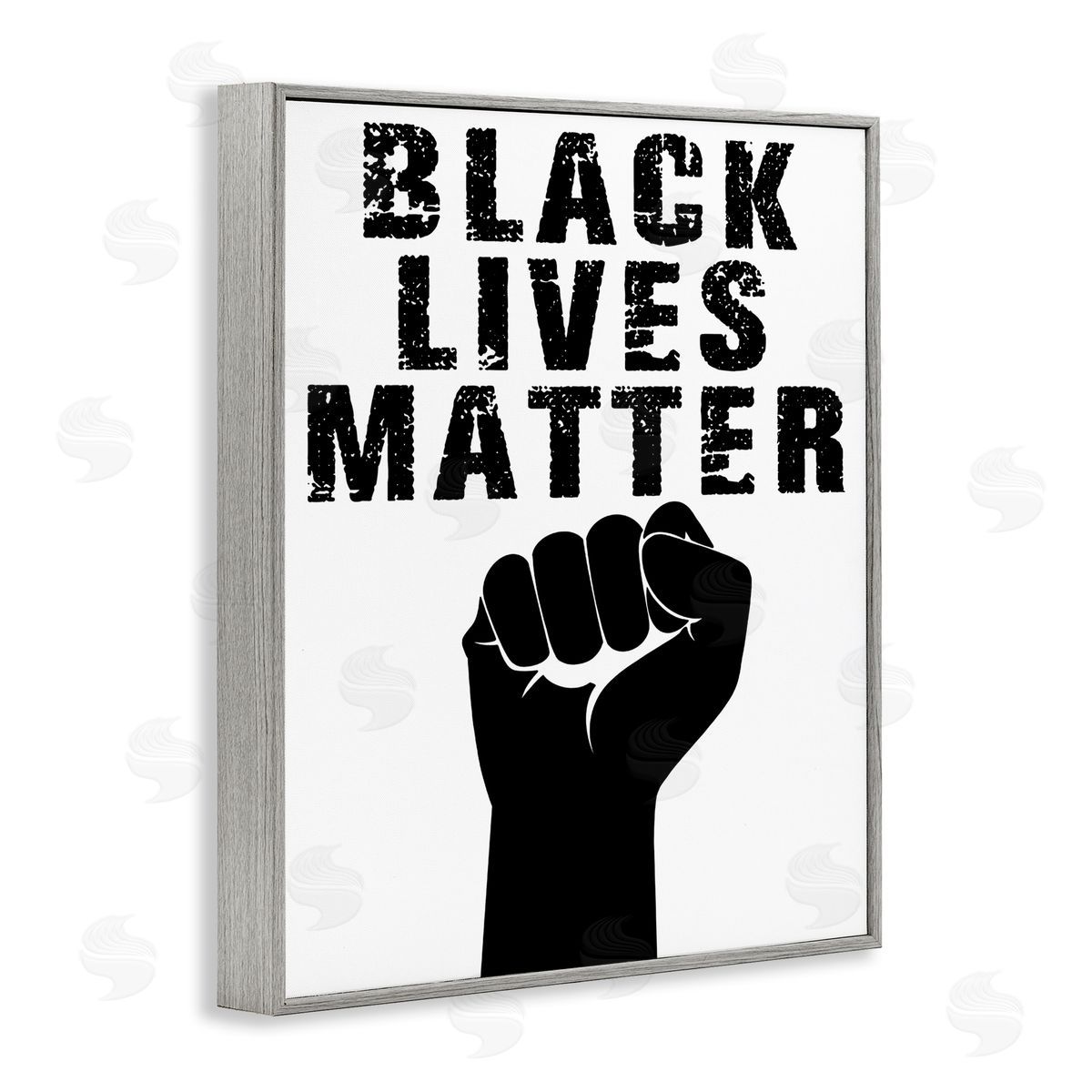 Marcus Prime Black Lives Matter Typography Raised Fist Gray Framed Giclee Wall Art