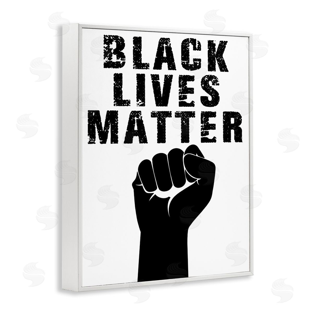Marcus Prime Black Lives Matter Typography Raised Fist White Framed Giclee Wall Art