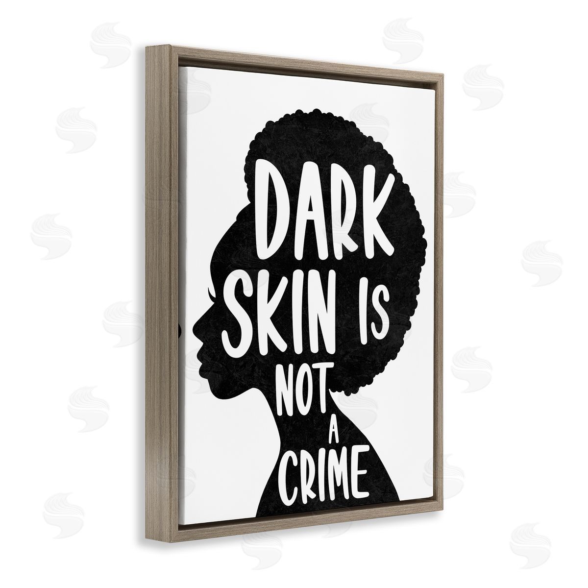 Marcus Prime Dark Skin No Crime Female Silhouette  Brown Floater Frame Canvas Art