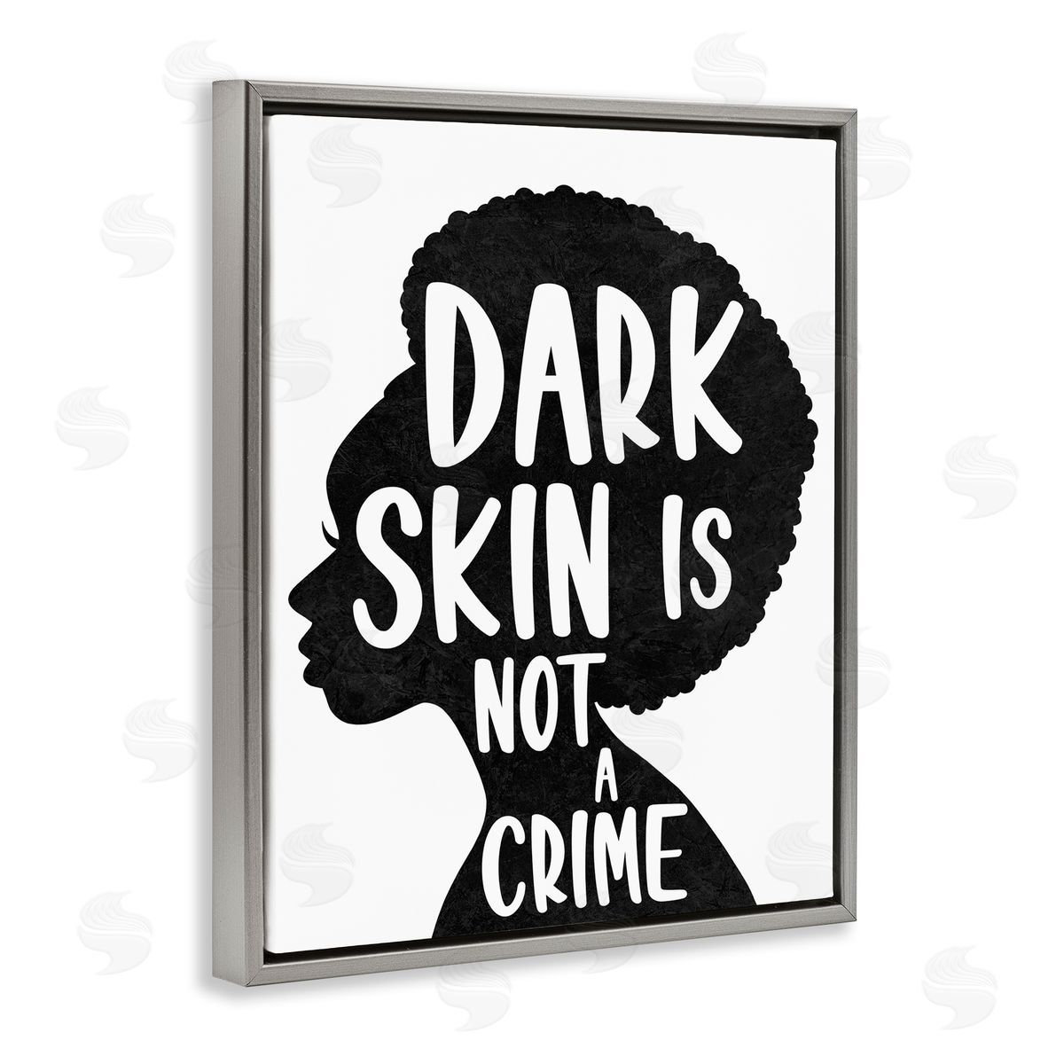 Marcus Prime Dark Skin No Crime Female Silhouette  Gray Floater Frame Canvas Art