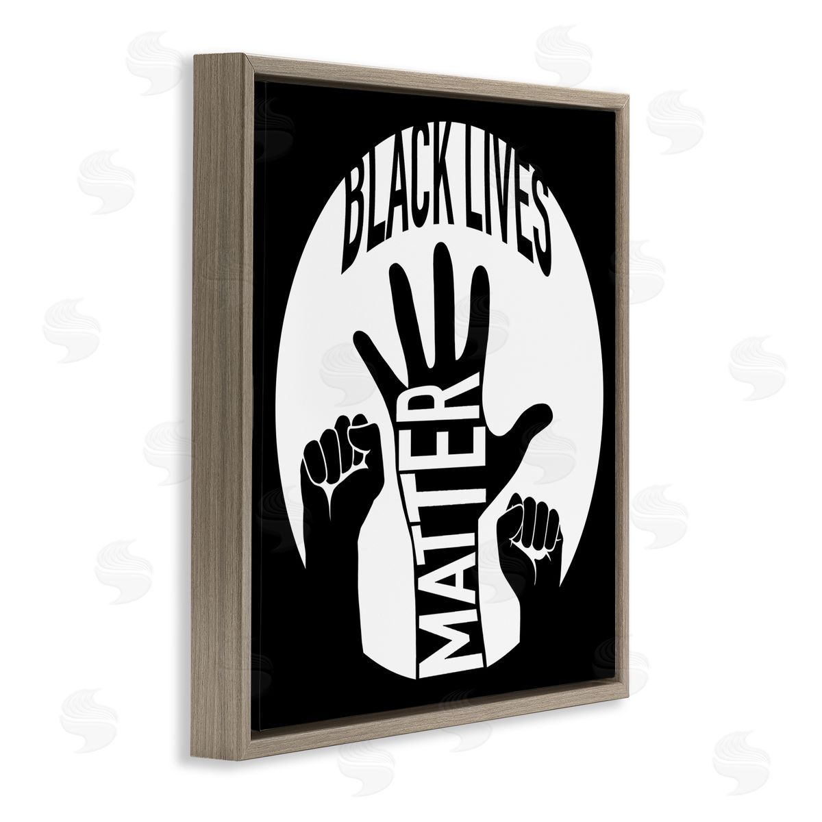 Marcus Prime Black Lives Matter United Raised Hands  Brown Floater Frame Canvas Art