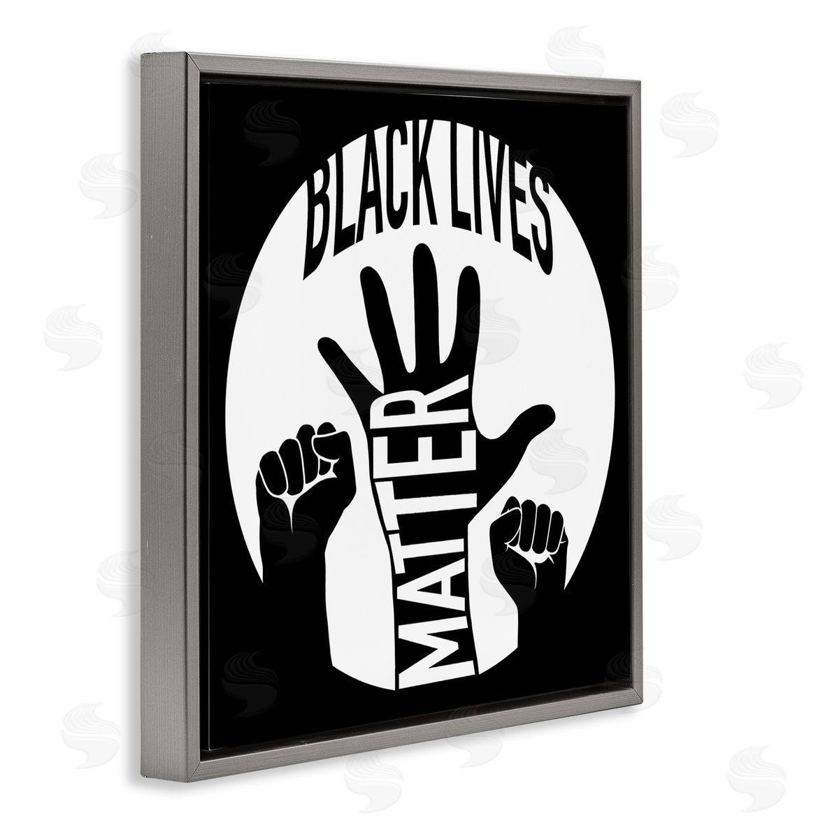 Marcus Prime Black Lives Matter United Raised Hands  Gray Floater Frame Canvas Art