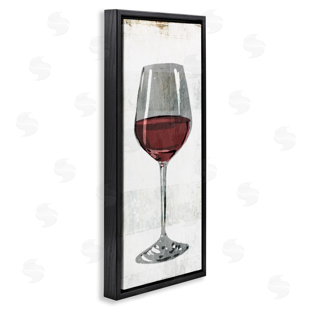 Rustic Kitchen Red Wine Glass Black Floating Frame Canvas Wall Art, Home Decor by Milli Villa