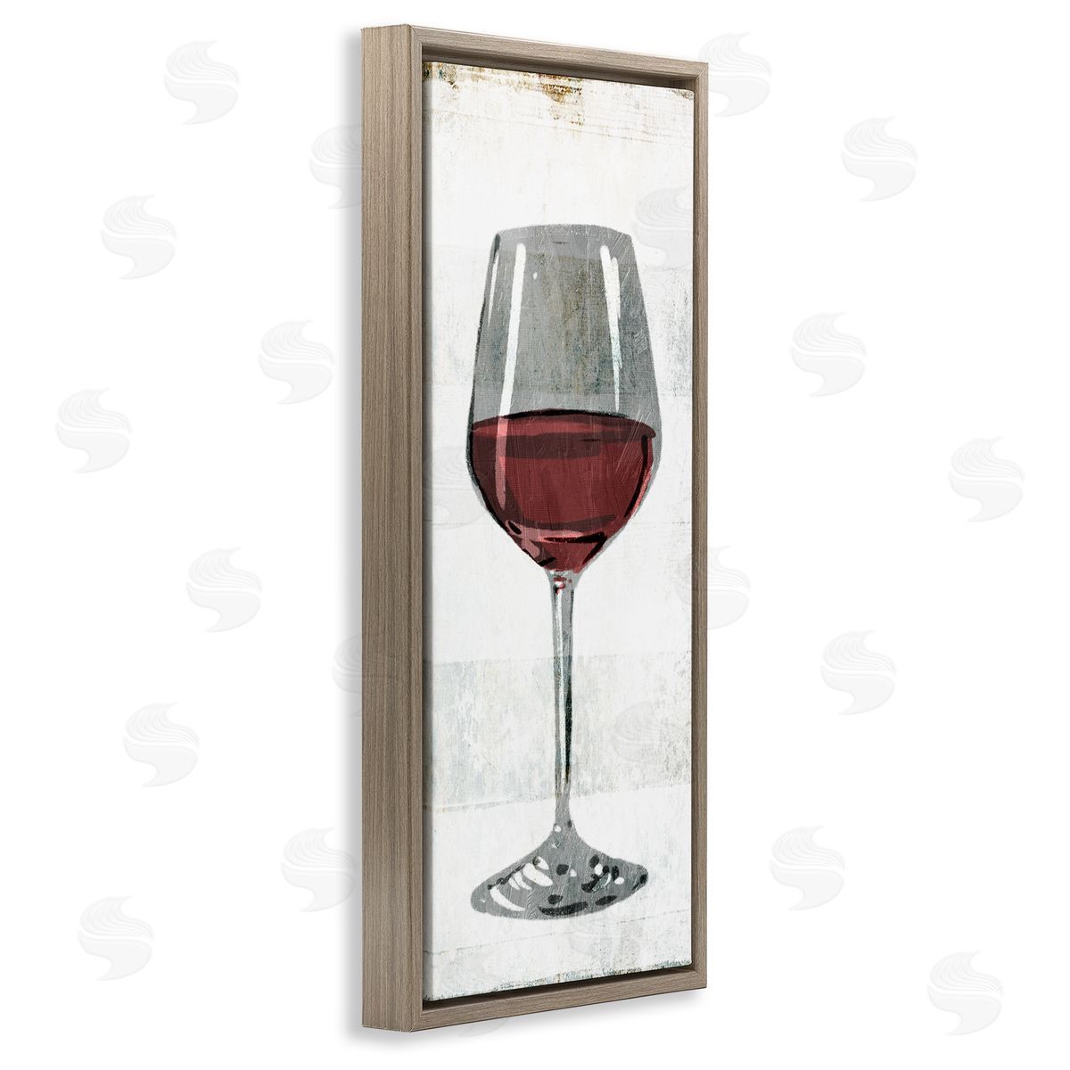Rustic Kitchen Red Wine Glass Brown Floating Frame Canvas Wall Art, Home Decor by Milli Villa